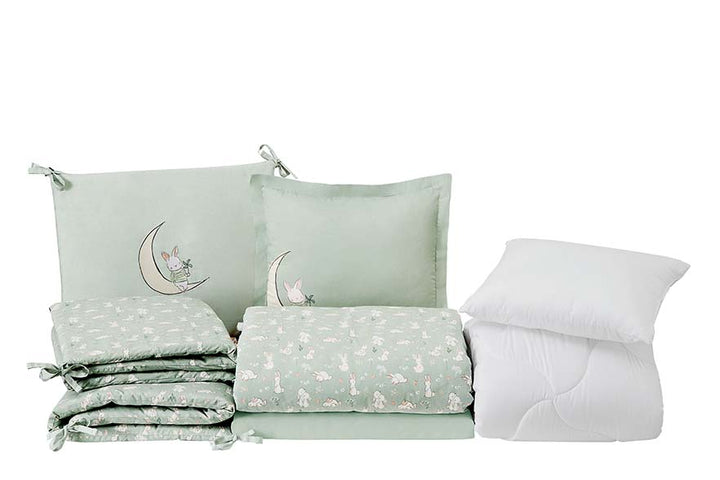 Set přikrývky a polštáře do dětské postýlky Rabbit, povlečení, prostěradla a povlaků na polštář
