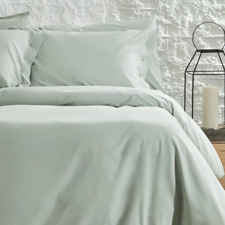 Duvet Cover Set Plain, 100% Renforcé Cotton, Light Green, 160x220 cm