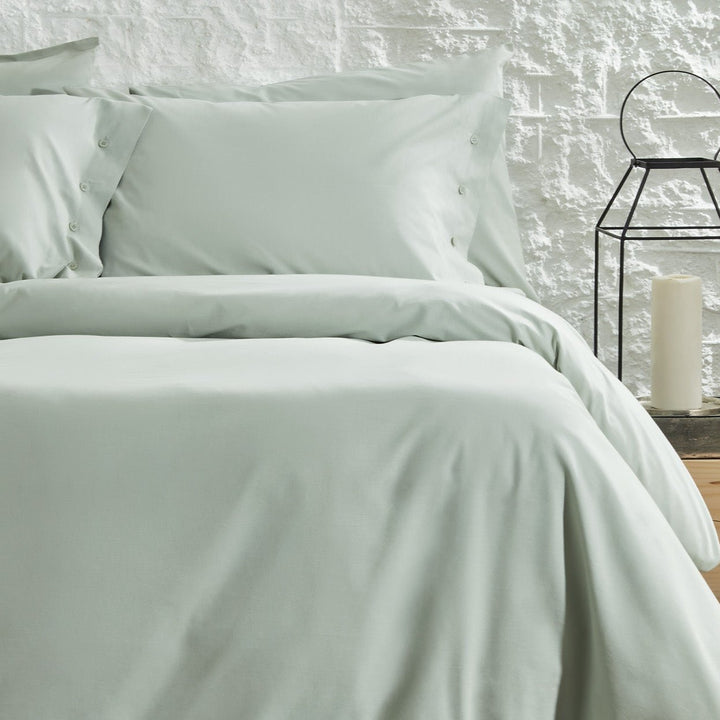 Duvet Cover Set Plain, 100% Renforcé Cotton, Light Green, 200x220 cm
