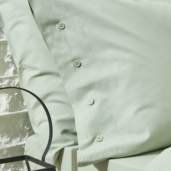 Duvet Cover Set Plain, 100% Renforcé Cotton, Light Green, 160x220 cm
