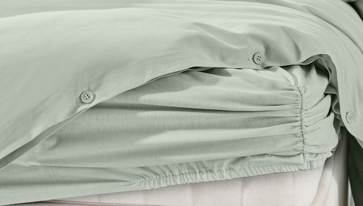 Duvet Cover Set Plain, 100% Renforcé Cotton, Light Green, 160x220 cm