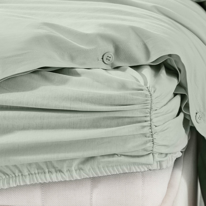 Duvet Cover Set Plain, 100% Renforcé Cotton, Light Green, 160x220 cm