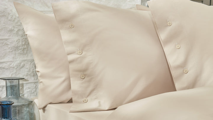 Duvet Cover Set Plain, 100% Renforcé Cotton, Beige, 160x220 cm
