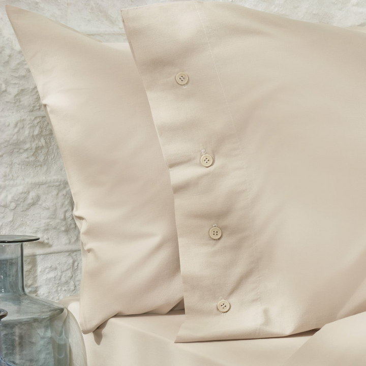 Duvet Cover Set Plain, 100% Renforcé Cotton, Beige, 160x220 cm