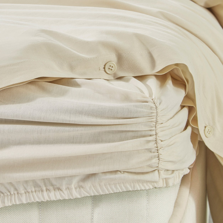 Duvet Cover Set Plain, 100% Renforcé Cotton, Beige, 160x220 cm