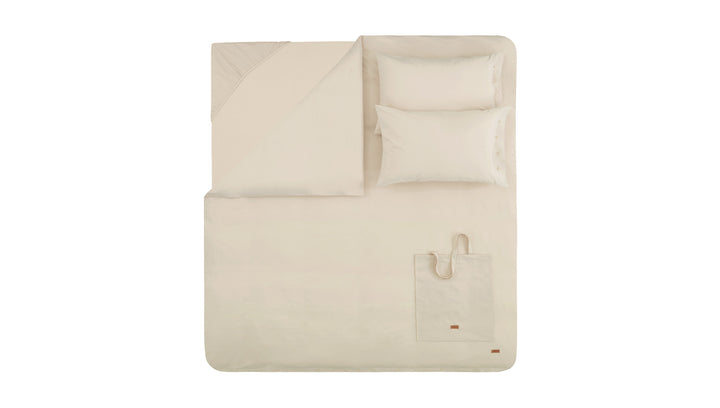 Duvet Cover Set Plain, 100% Renforcé Cotton, Beige, 160x220 cm