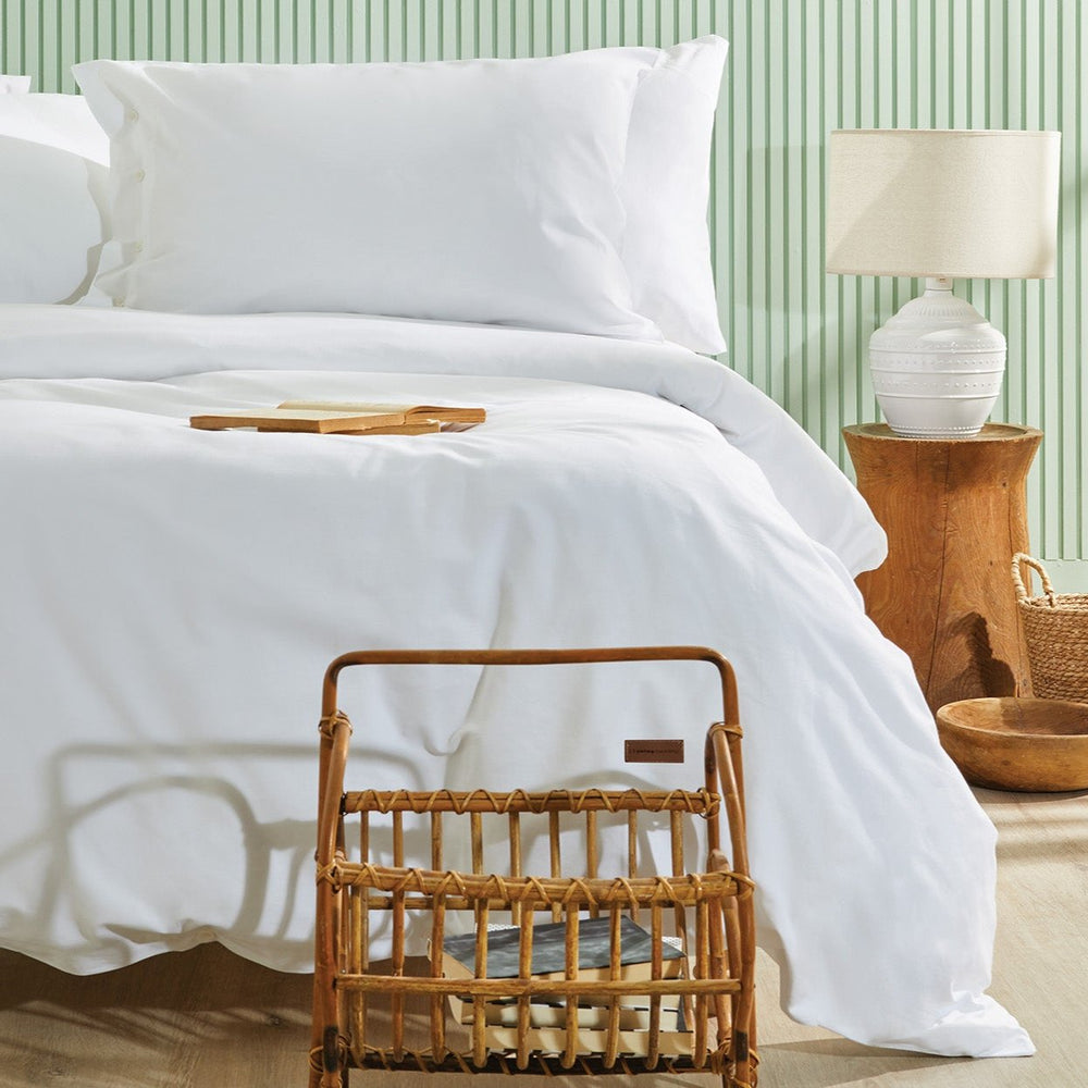 Duvet Cover Set Plain, 100% Renforcé Cotton, White, 160x220 cm