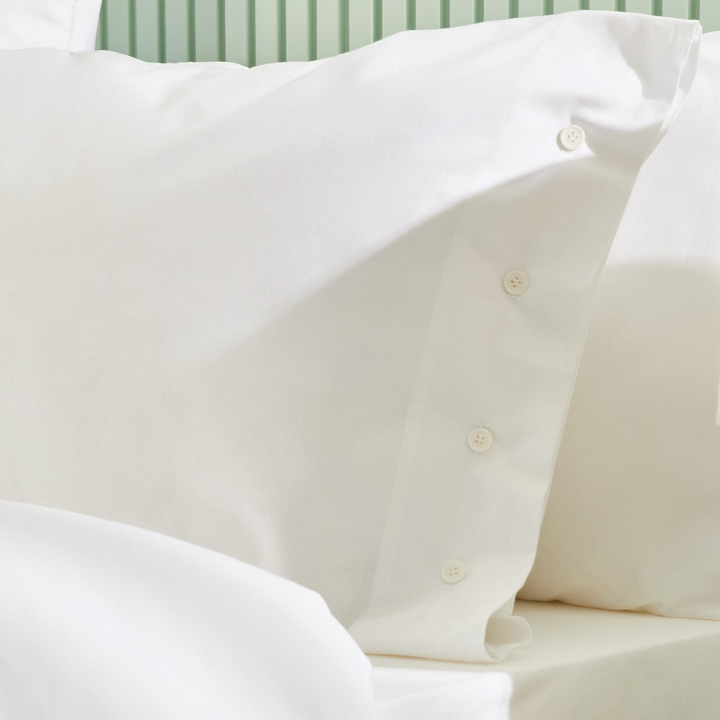 Duvet Cover Set Plain, 100% Renforcé Cotton, White, 240x220 cm