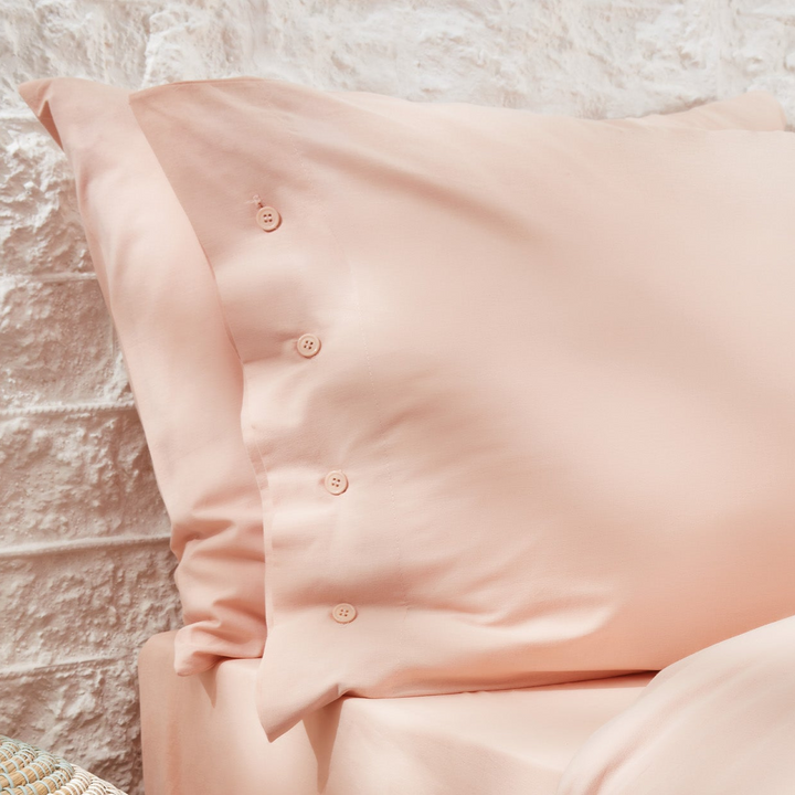 Duvet Cover Set Plain, 100% Renforcé Cotton, Pink, 160x220 cm