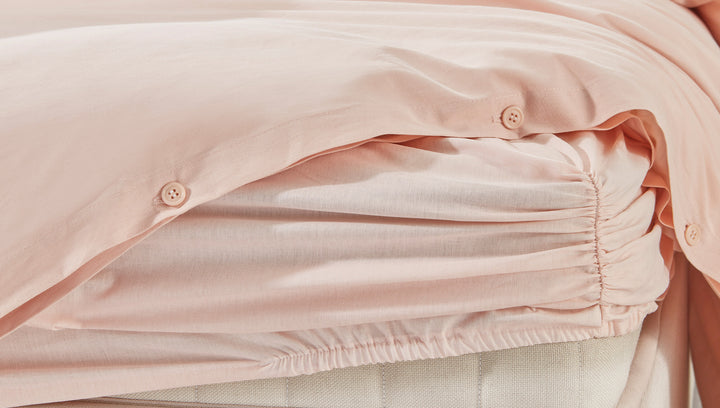 Duvet Cover Set Plain, 100% Renforcé Cotton, Pink, 160x220 cm