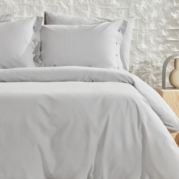 Duvet Cover Set Plain, 100% Renforcé Cotton, Grey, 160x220 cm