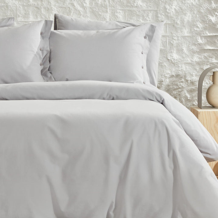 Duvet Cover Set Plain, 100% Renforcé Cotton, Grey, 200x220 cm