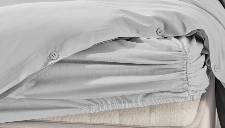 Duvet Cover Set Plain, 100% Renforcé Cotton, Grey, 160x220 cm