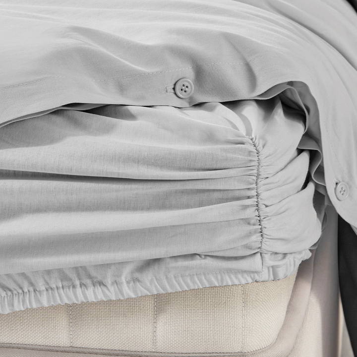 Duvet Cover Set Plain, 100% Renforcé Cotton, Grey, 160x220 cm