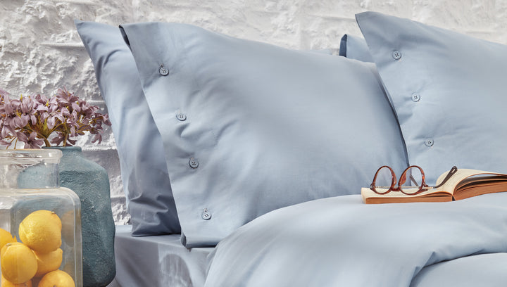 Duvet Cover Set Plain, 100% Renforcé Cotton, Light Blue, 200x220 cm