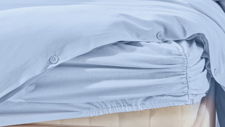 Duvet Cover Set Plain, 100% Renforcé Cotton, Light Blue, 200x220 cm