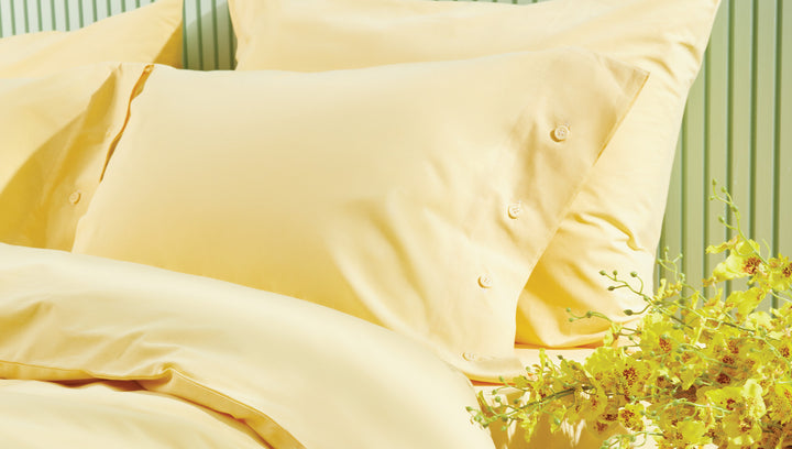 Duvet Cover Set Plain, 100% Renforcé Cotton, Yellow, 160x220 cm