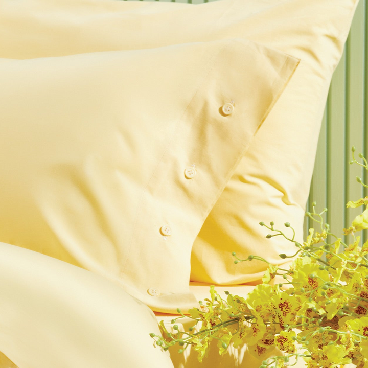 Duvet Cover Set Plain, 100% Renforcé Cotton, Yellow, 160x220 cm