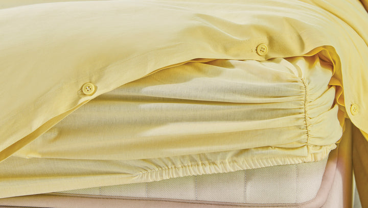 Duvet Cover Set Plain, 100% Renforcé Cotton, Yellow, 160x220 cm
