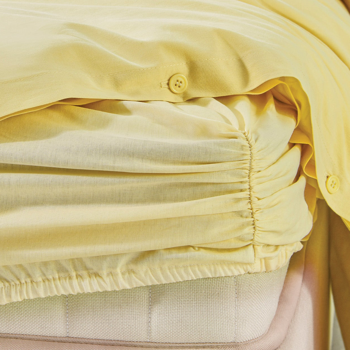 Duvet Cover Set Plain, 100% Renforcé Cotton, Yellow, 160x220 cm