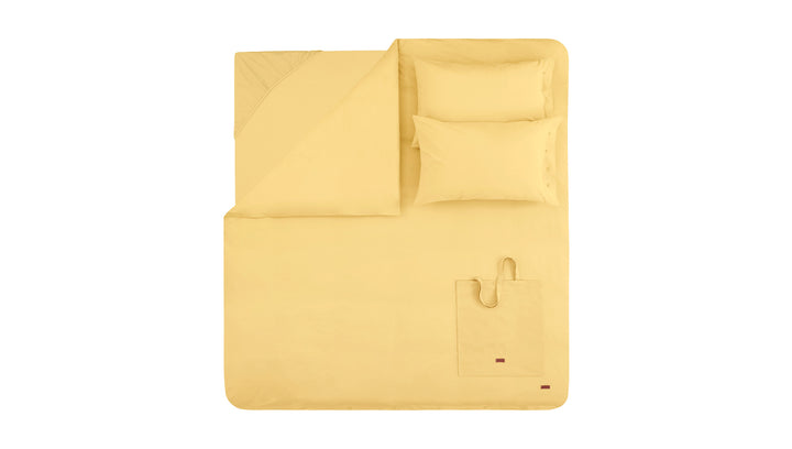 Duvet Cover Set Plain, 100% Renforcé Cotton, Yellow, 160x220 cm