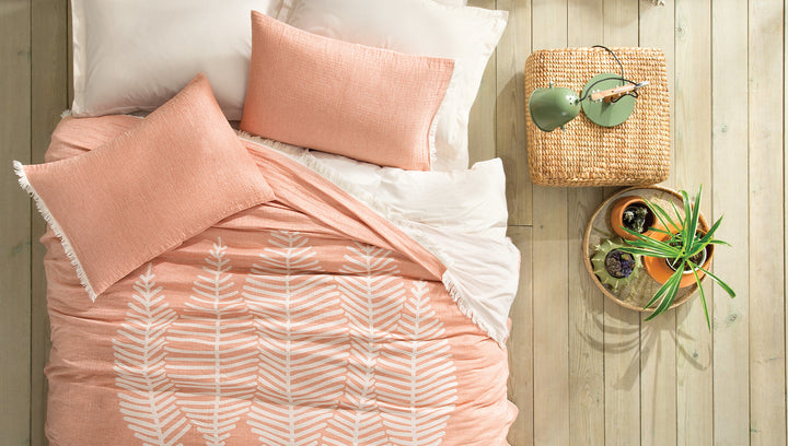 Muslin Bedspread and Pillowcase Set Folium, 100% Cotton, pink, 230x240 cm