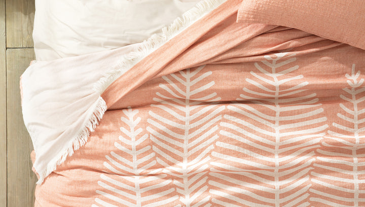 Muslin Bedspread and Pillowcase Set Folium, 100% Cotton, pink, 230x240 cm