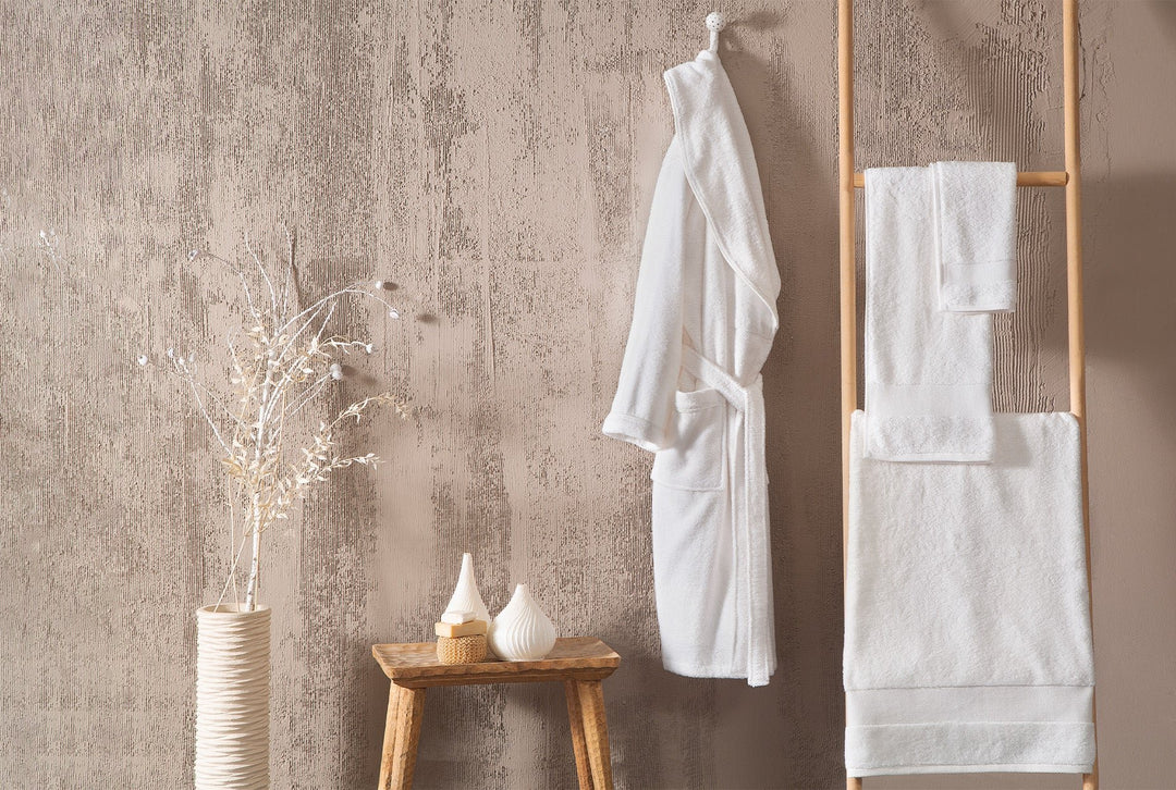 Classic Bathrobe Essentials, 100% Cotton Jersey, White, size S/M