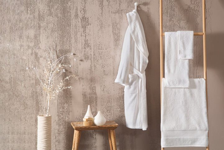Classic Bathrobe Essentials, 100% Cotton Jersey, White, size S/M