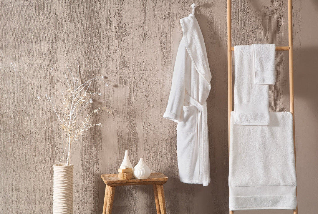 Classic Bathrobe Essentials, 100% Cotton Jersey, White, size L/XL