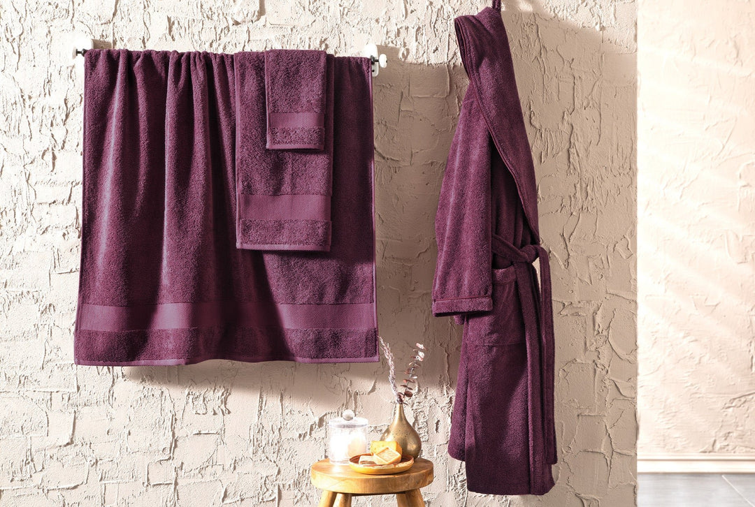 Classic Bathrobe Essentials, 100% Cotton Jersey, Purple, size L/XL