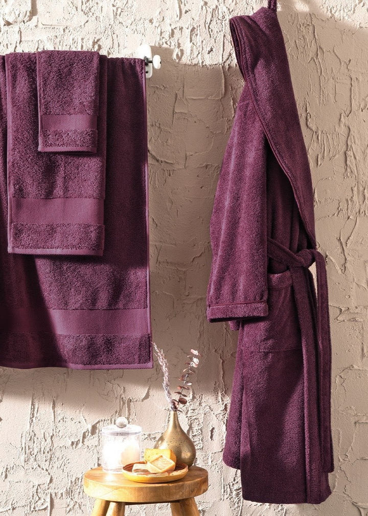 Classic Bathrobe Essentials, 100% Cotton Jersey, Purple, size L/XL