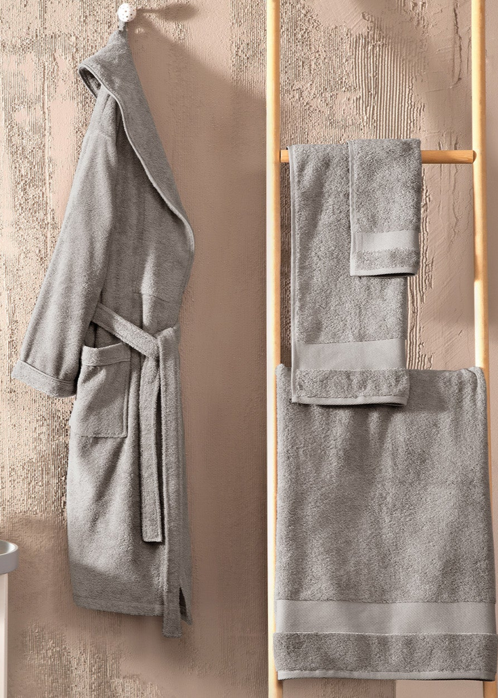 Classic Bathrobe Essentials, 100% Cotton Jersey, Grey, size L/XL