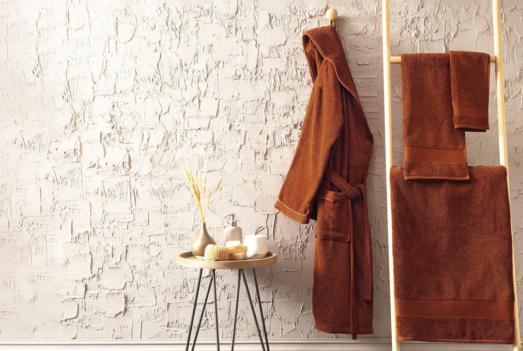 Classic Bathrobe Essentials, 100% Cotton Jersey, Brick, size L/XL