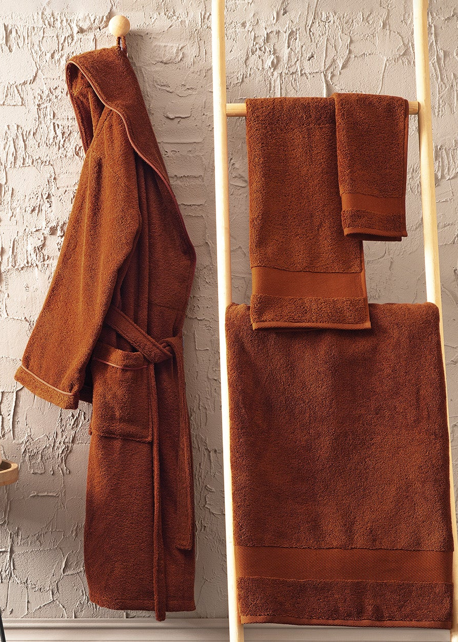 Classic Bathrobe Essentials, 100% Cotton Jersey, Brick, size L/XL