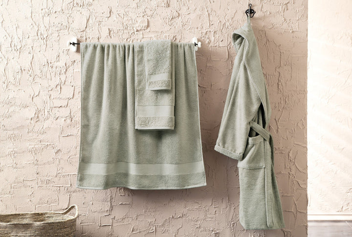 Classic Bathrobe Essentials, 100% Cotton Jersey, Light Green, size S/M