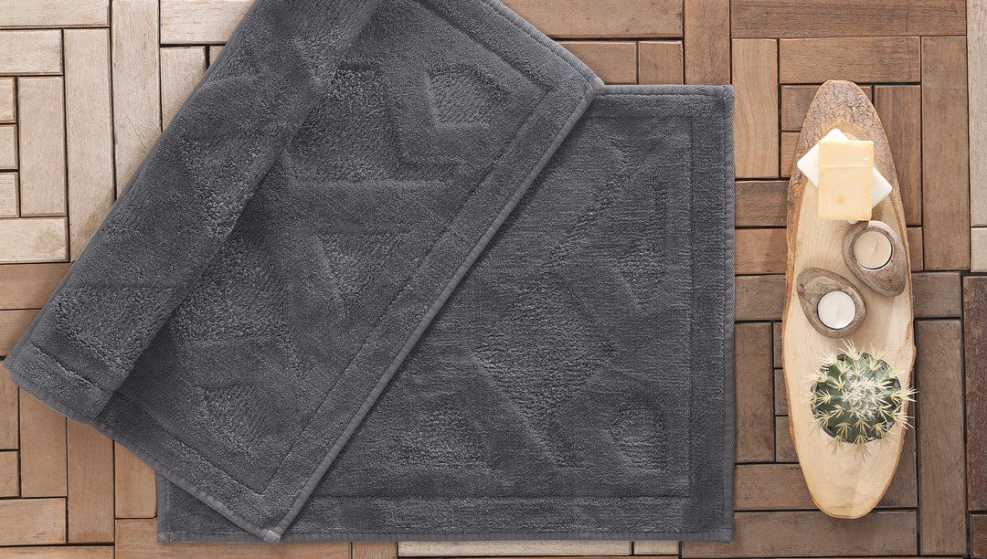 Milo Cotton Bath Mat Set, 2 pcs, Anthracite, 60x100 cm + 50x60 cm