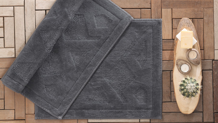 Milo Cotton Bath Mat Set, 2 pcs, Anthracite, 60x100 cm + 50x60 cm