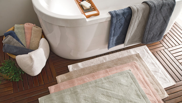 Milo Cotton Bath Mat Set, 2 pcs, Beige, 60x100 cm + 50x60 cm