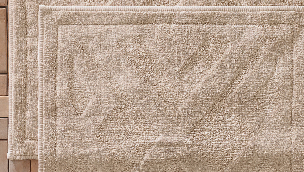Milo Cotton Bath Mat Set, 2 pcs, Beige, 60x100 cm + 50x60 cm