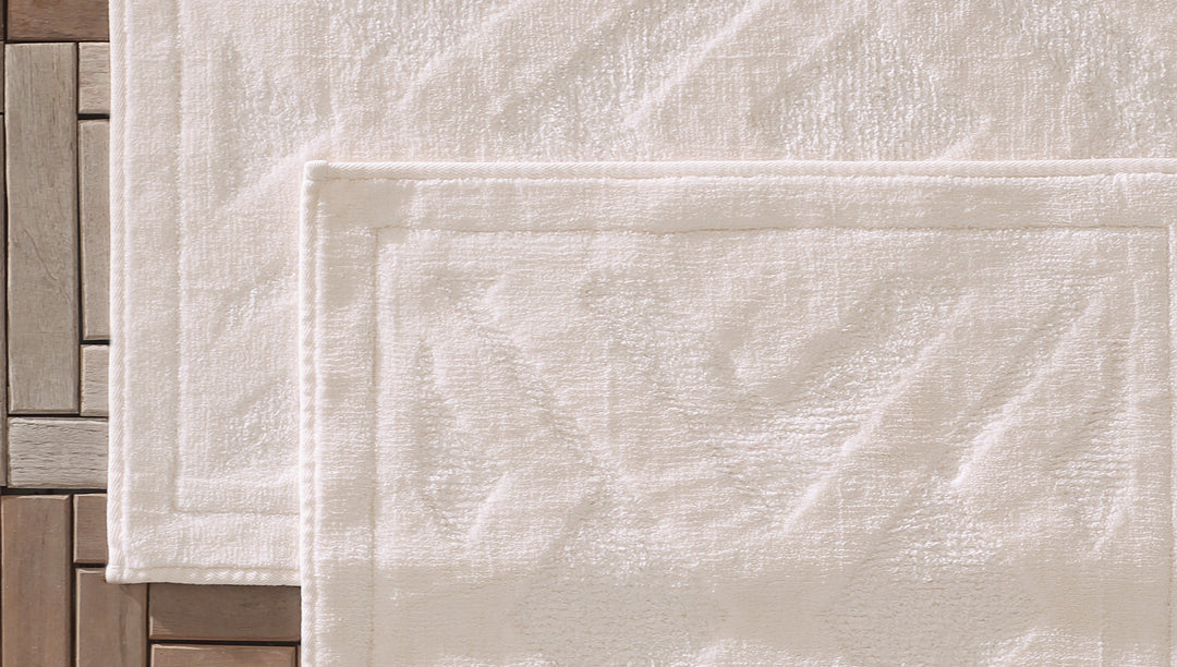 Milo Cotton Bath Mat Set, 2 pcs, White/Cream, 60x100 cm + 50x60 cm