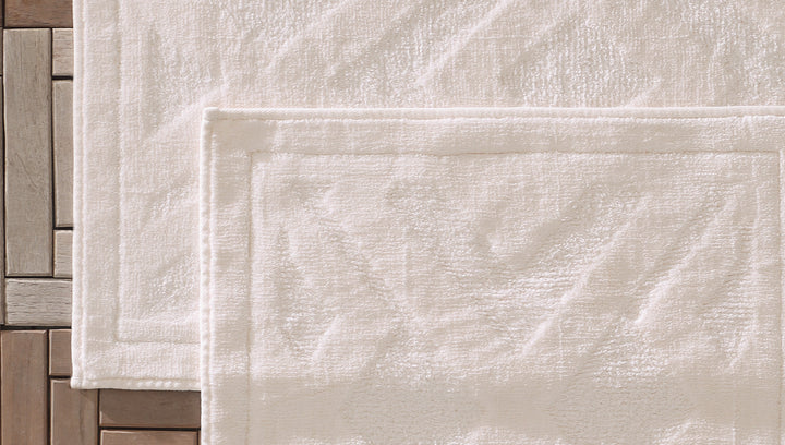 Milo Cotton Bath Mat Set, 2 pcs, White/Cream, 60x100 cm + 50x60 cm