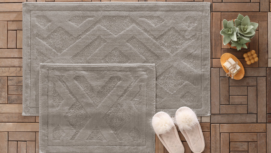 Milo Cotton Bath Mat Set, 2 pcs, Grey, 60x100 cm + 50x60 cm