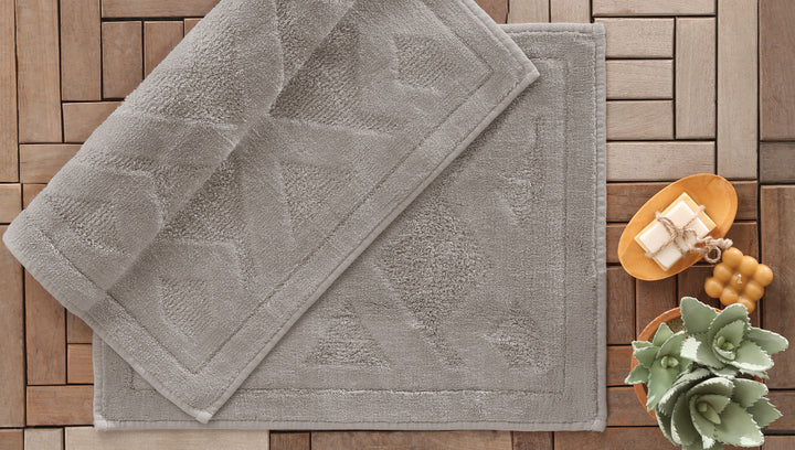 Milo Cotton Bath Mat Set, 2 pcs, Grey, 60x100 cm + 50x60 cm