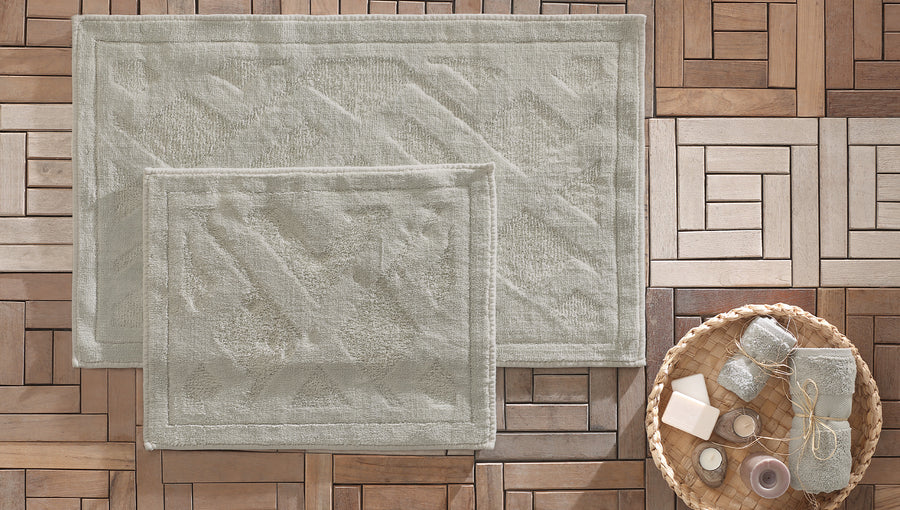 Milo Cotton Bath Mat Set, 2 pcs, Light Green, 60x100 cm + 50x60 cm