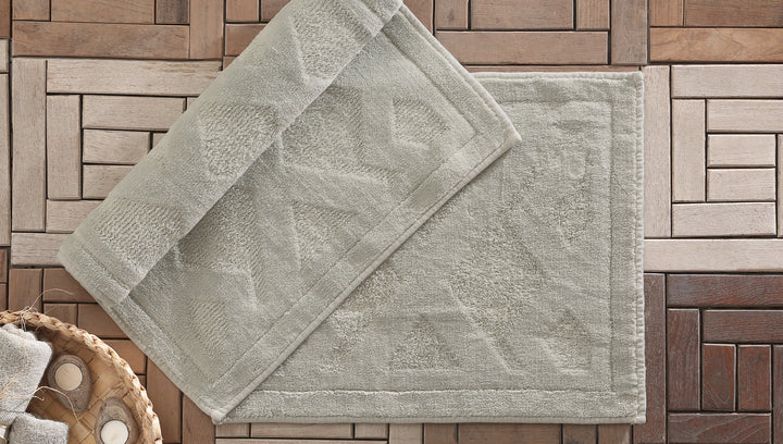 Milo Cotton Bath Mat Set, 2 pcs, Light Green, 60x100 cm + 50x60 cm