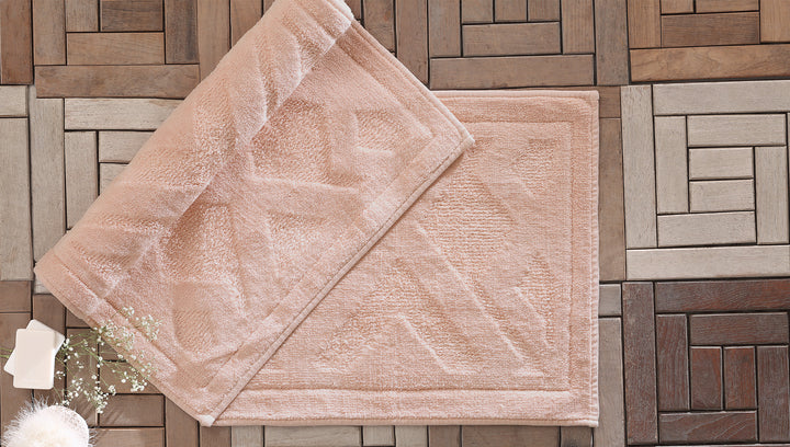 Milo Cotton Bath Mat Set, 2 pcs, Pink, 60x100 cm + 50x60 cm