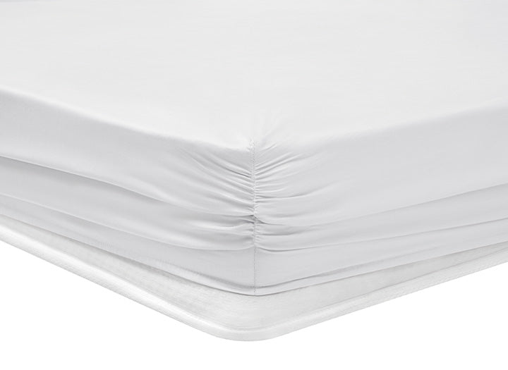 Shelly Maisy Fitted Sheet, Bamboo Sateen, white, 120x200 cm