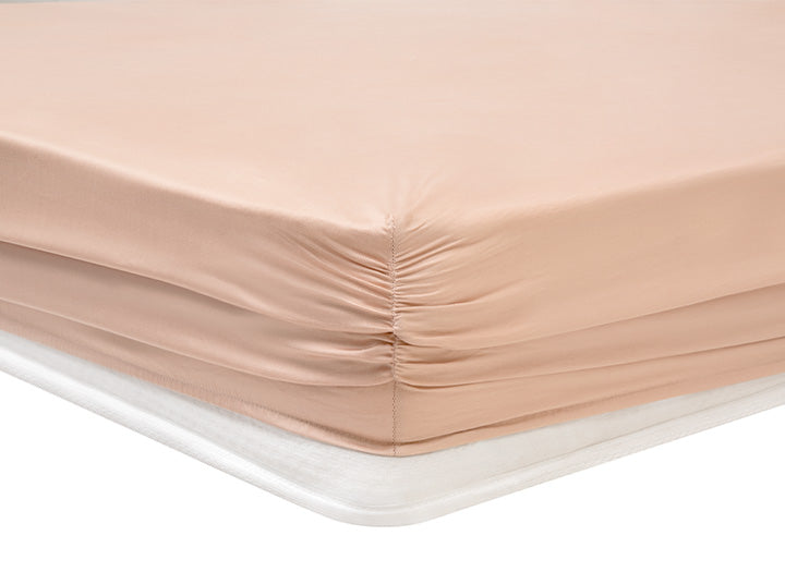 Shelly Maisy Fitted Sheet, Bamboo Sateen, pink, 200x200 cm