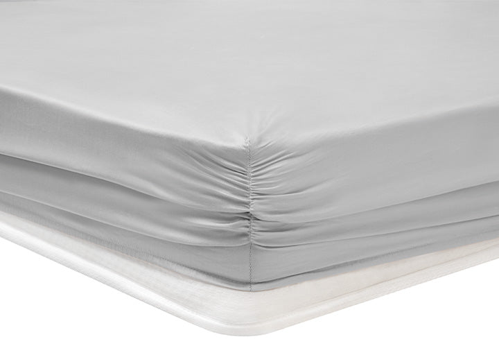 Shelly Maisy Fitted Sheet, Bamboo Sateen, grey, 200x200 cm